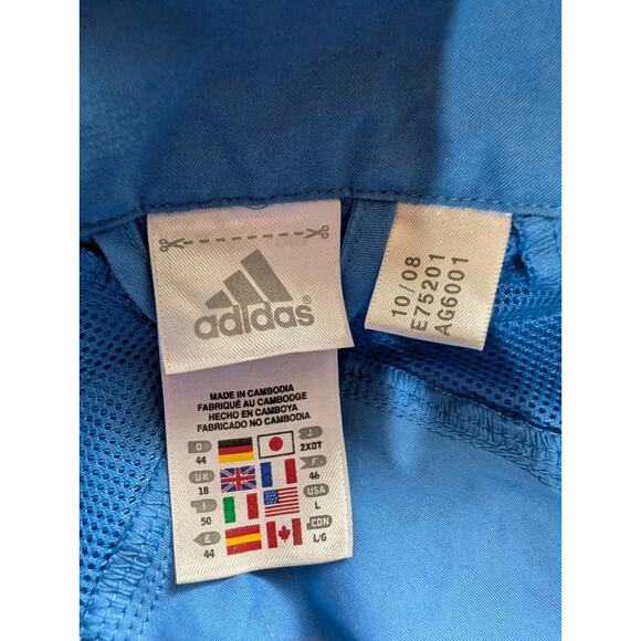 Adidas Womens Full Zip Track Jacket Sz Large Running Light Blue 3 Stripes Y2K - Picture 6 of 6